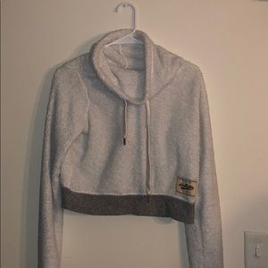 White and Grey Fluffy Cropped Sweatshirt/HoodieNEW